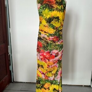 Zara Vibrant Floral Maxi Dress - Yellow and Red